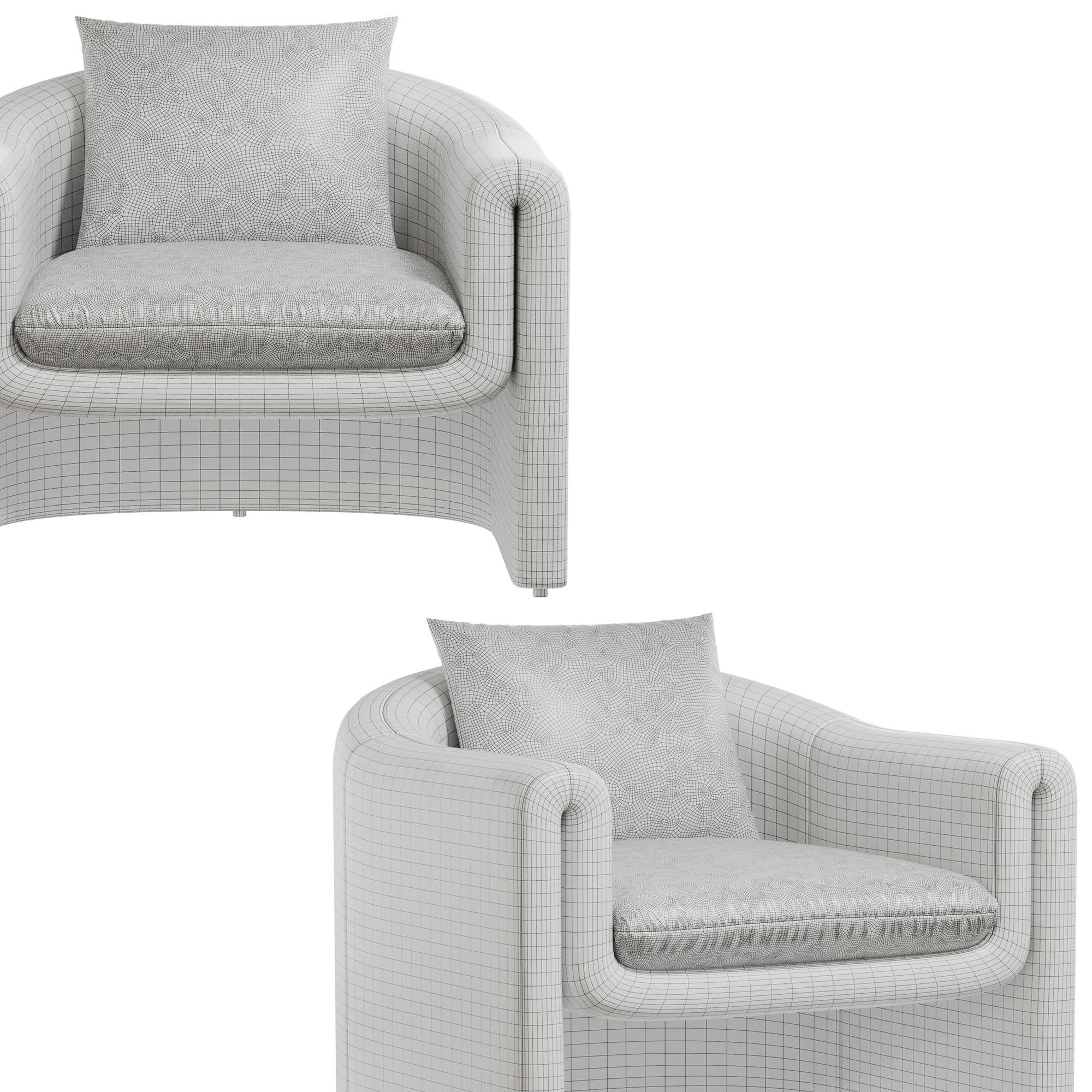 Pollman Upholstered Barrel Chair Low-poly 3D model_6