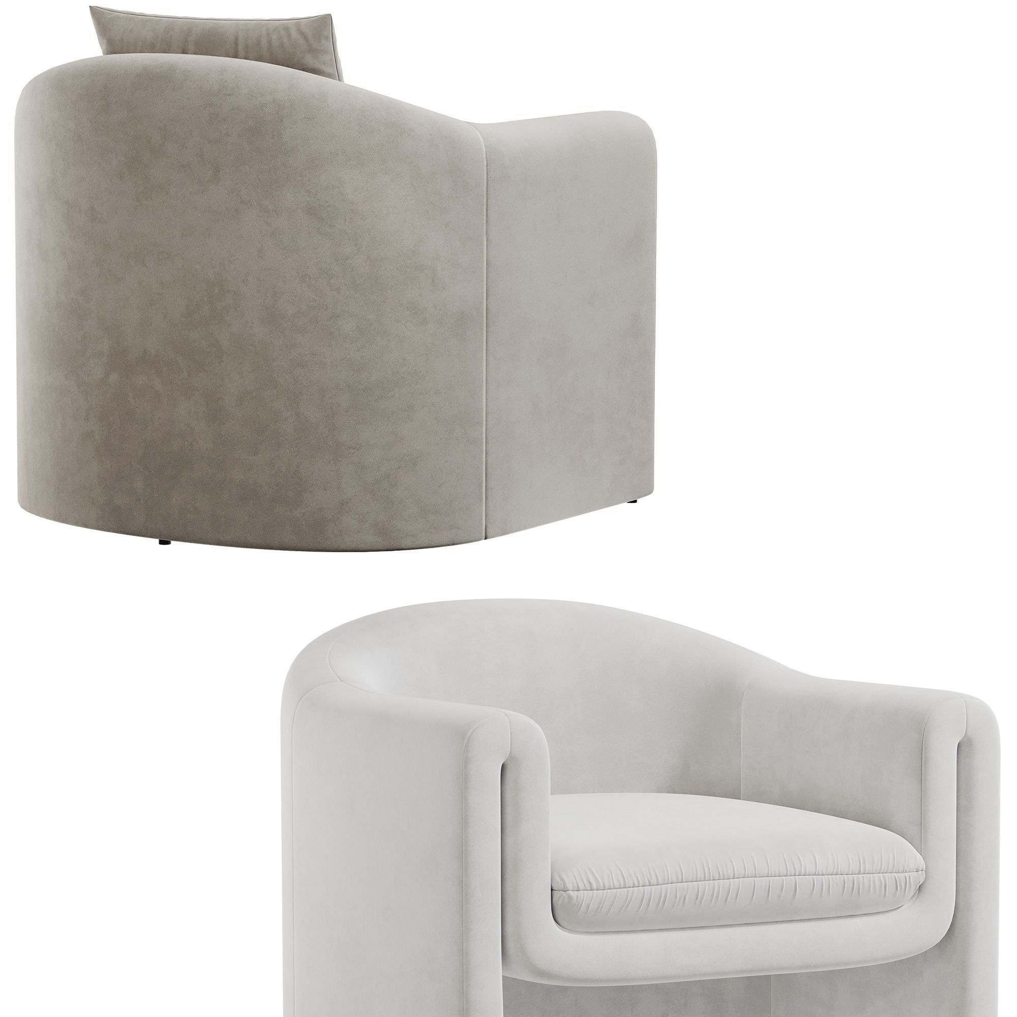 Pollman Upholstered Barrel Chair Low-poly 3D model_1