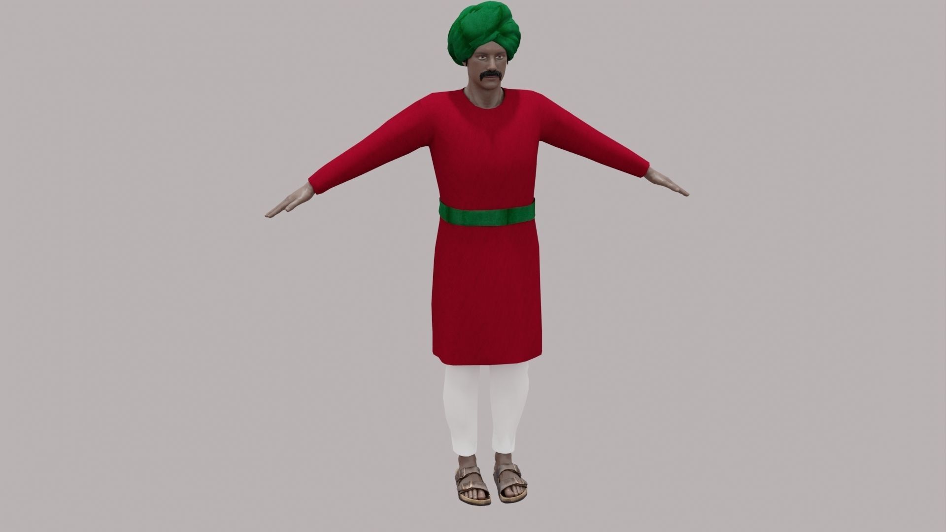 Rajasthani Male Character 7 Low-poly 3D model_19