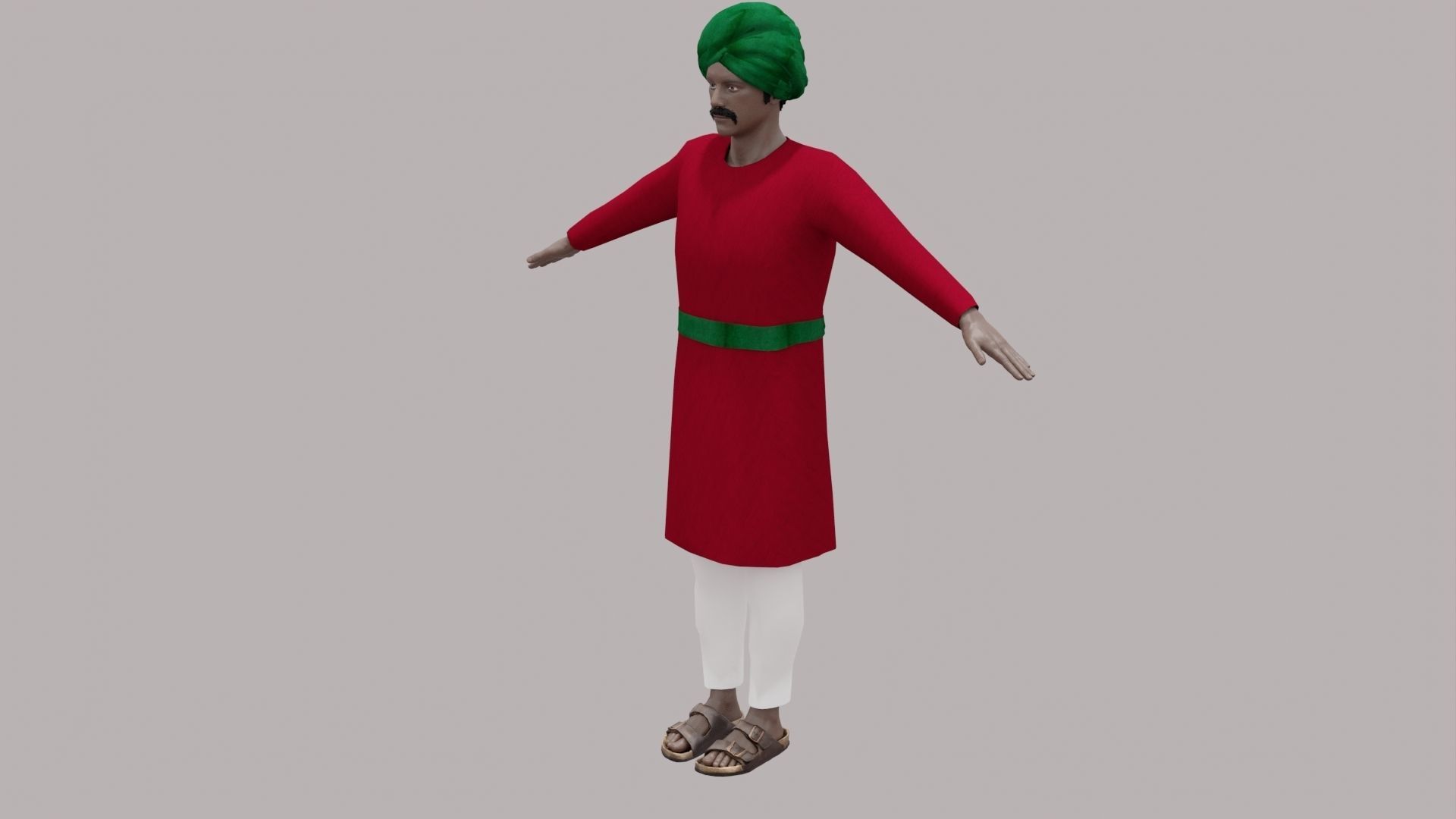 Rajasthani Male Character 7 Low-poly 3D model_4
