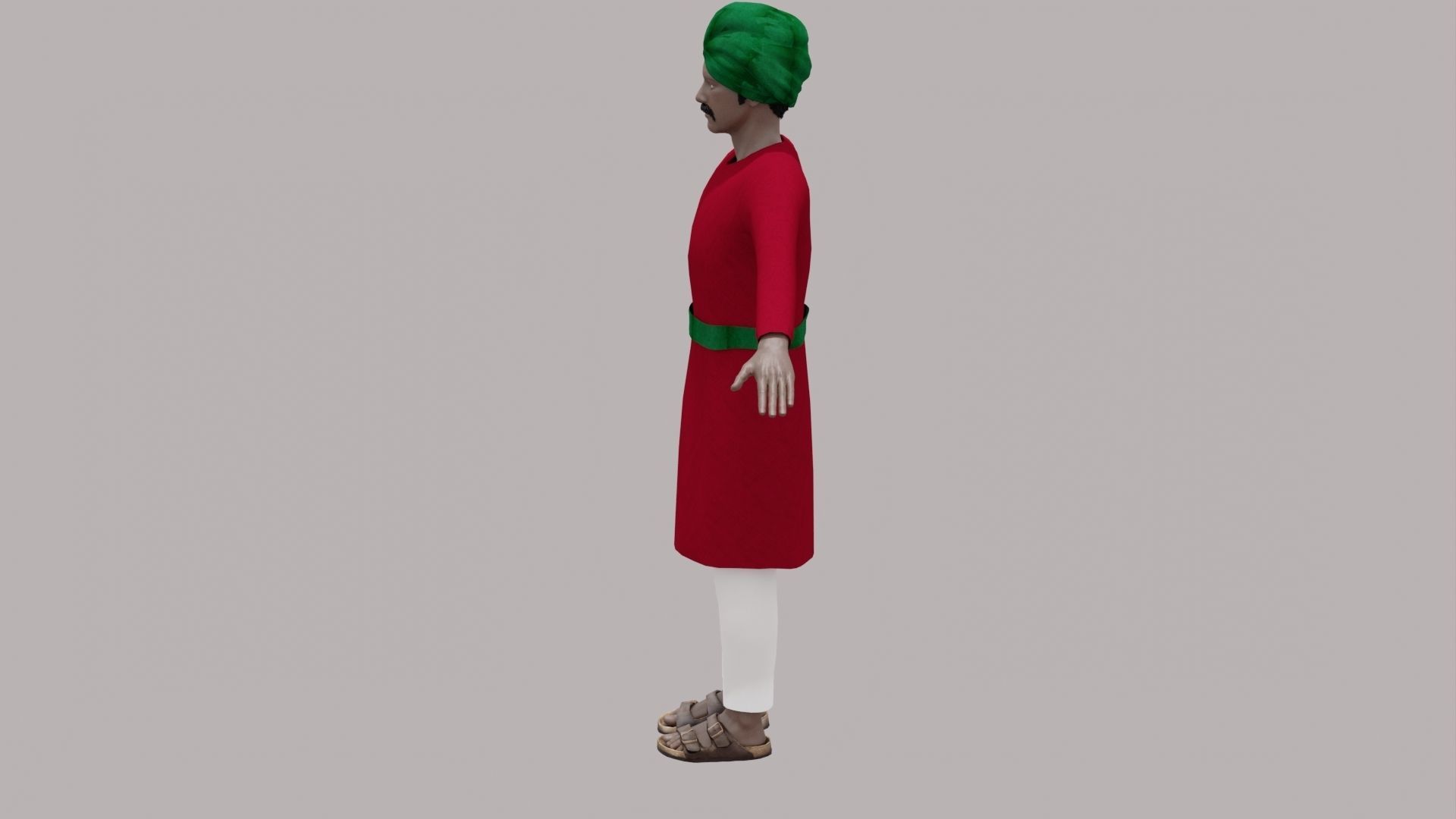 Rajasthani Male Character 7 Low-poly 3D model_7