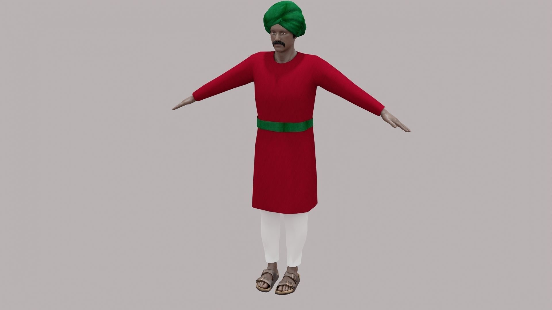 Rajasthani Male Character 7 Low-poly 3D model_22