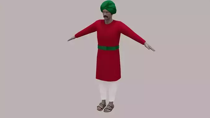 Rajasthani Male Character 7 Low-poly 3D model