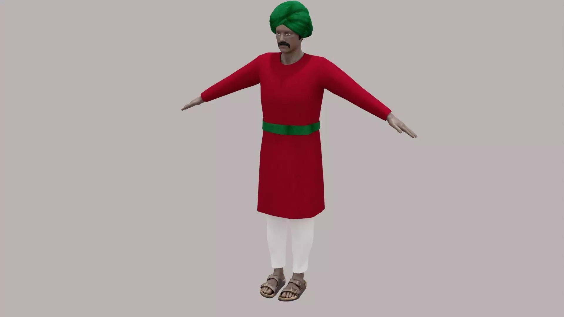 Rajasthani Male Character 7 Low-poly 3D model_0