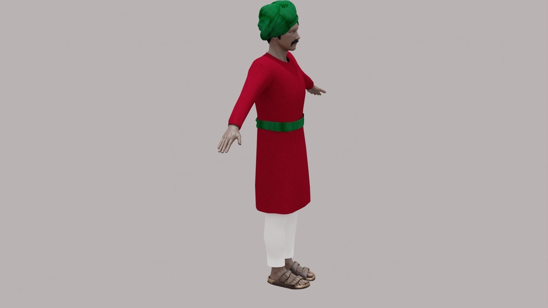Rajasthani Male Character 7 Low-poly 3D model_16