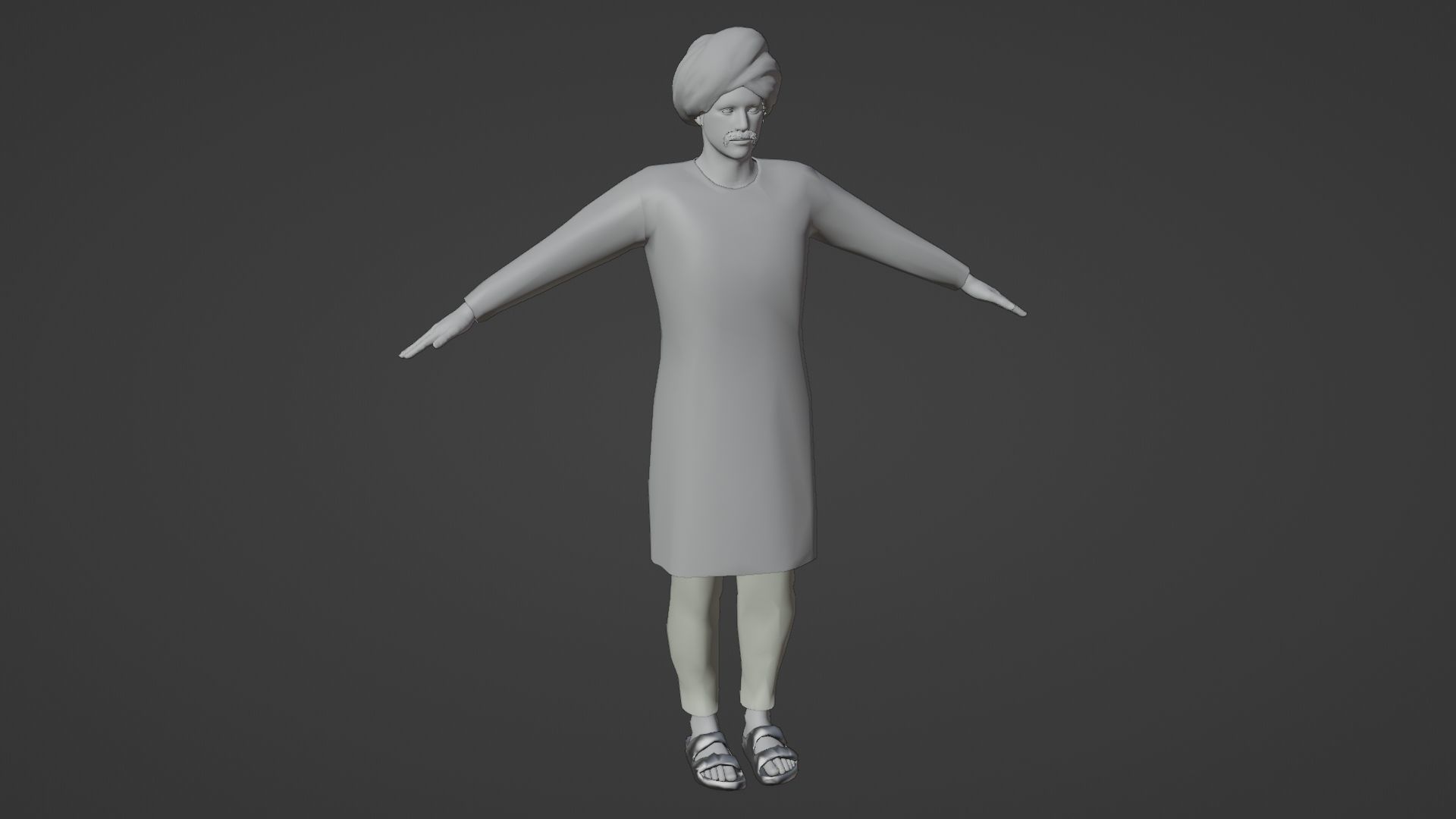 Rajasthani Male Character 7 Low-poly 3D model_20