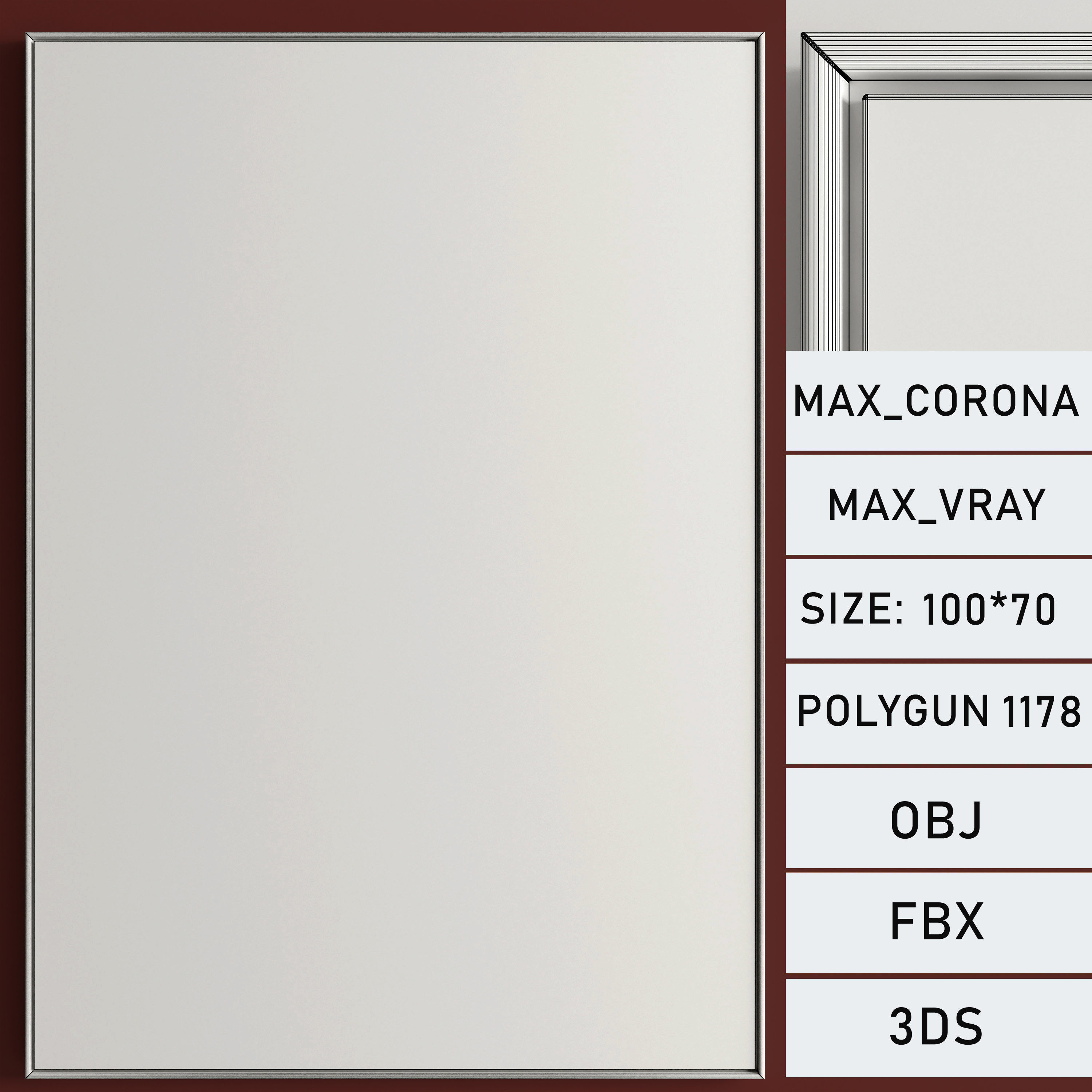 Plaster Two Photo Frame 125 Low-poly 3D model_5