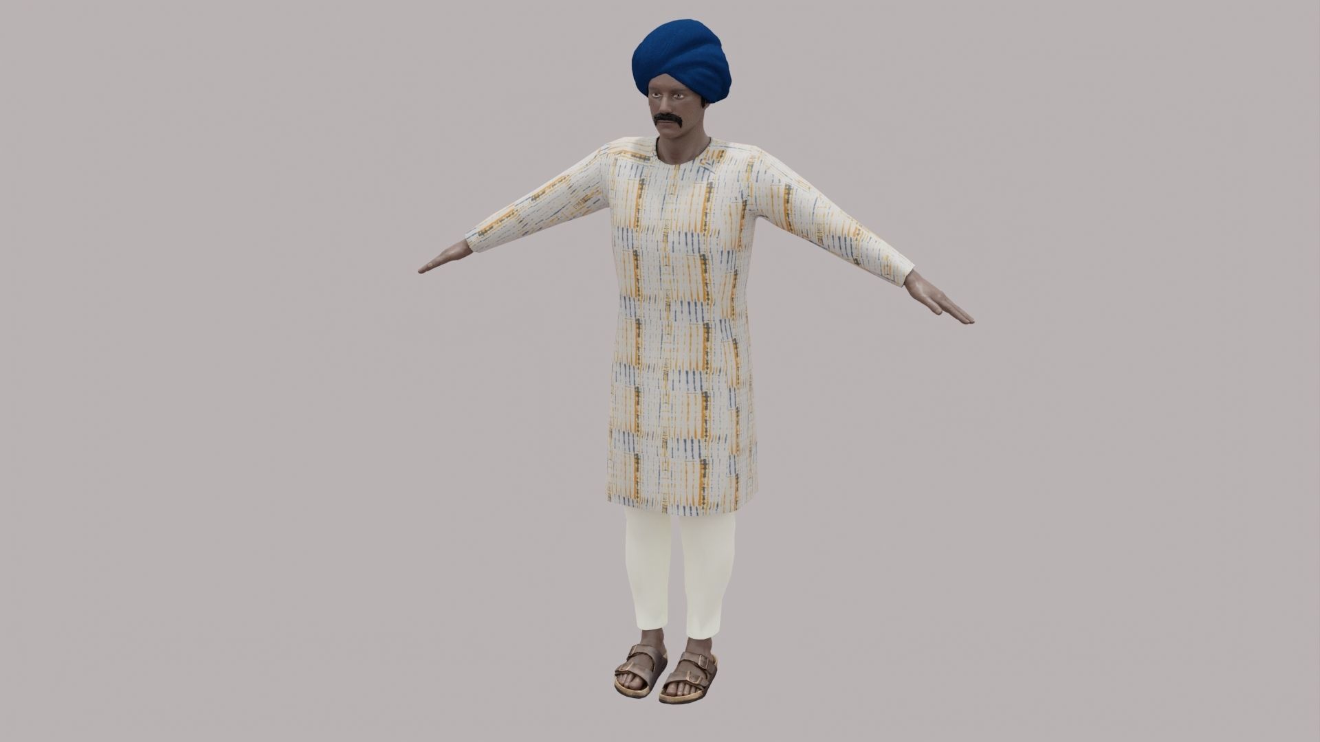 Rajasthani Male Character 5 Low-poly 3D model_22