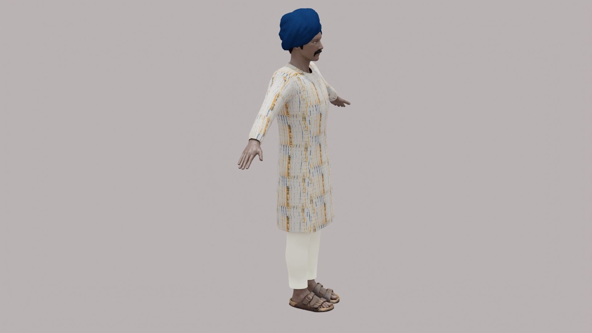 Rajasthani Male Character 5 Low-poly 3D model_16