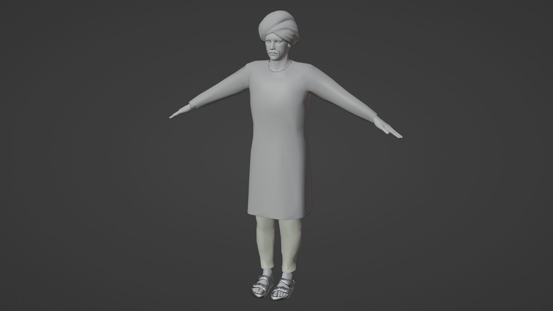 Rajasthani Male Character 5 Low-poly 3D model_2
