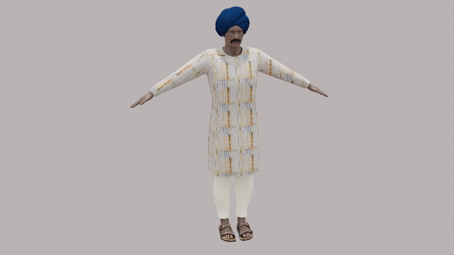 Rajasthani Male Character 5 Low-poly 3D model_19