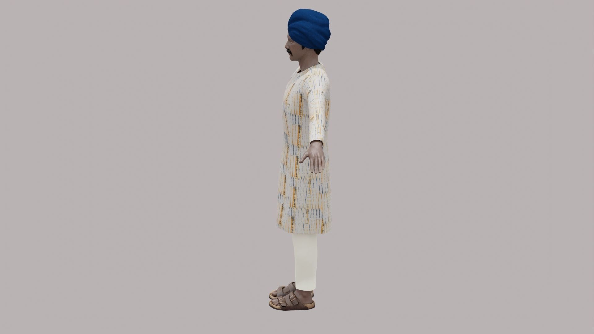 Rajasthani Male Character 5 Low-poly 3D model_7