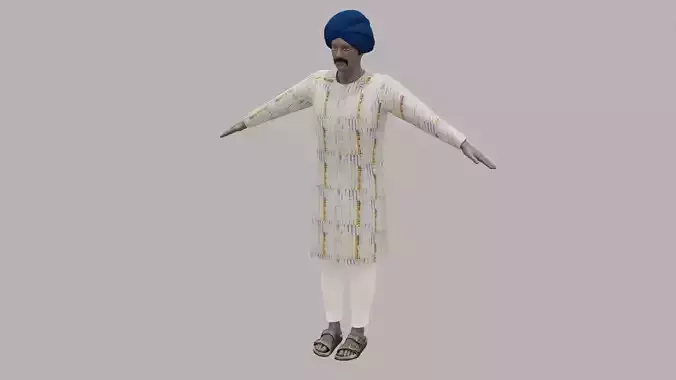 Rajasthani Male Character 5 Low-poly 3D model