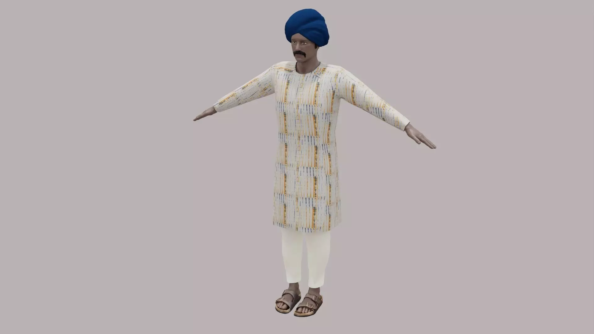 Rajasthani Male Character 5 Low-poly 3D model_0