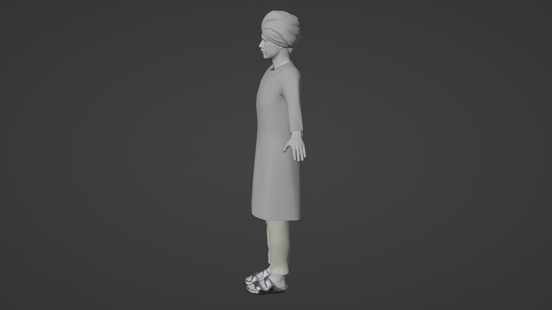 Rajasthani Male Character 5 Low-poly 3D model_8