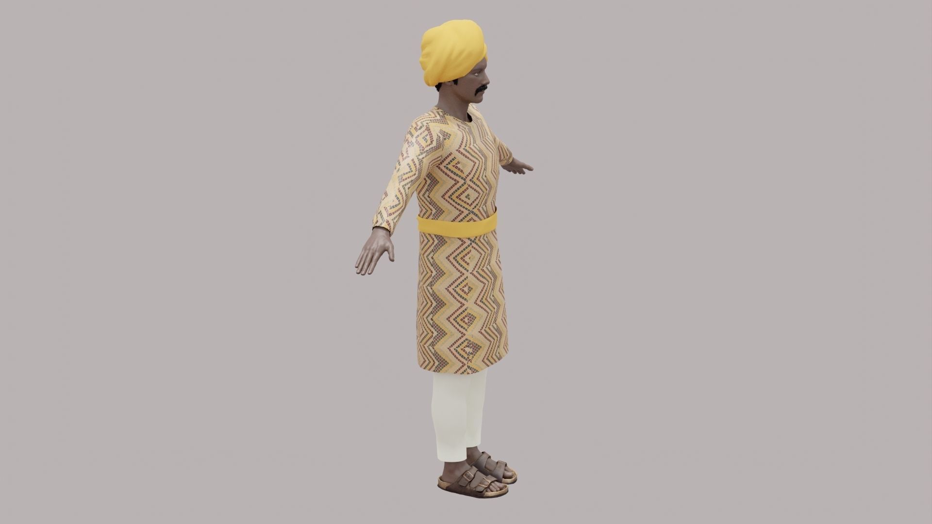 Rajasthani Male Character 4 Low-poly 3D model_16