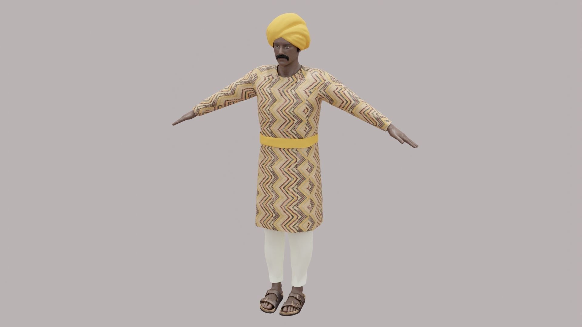 Rajasthani Male Character 4 Low-poly 3D model_22