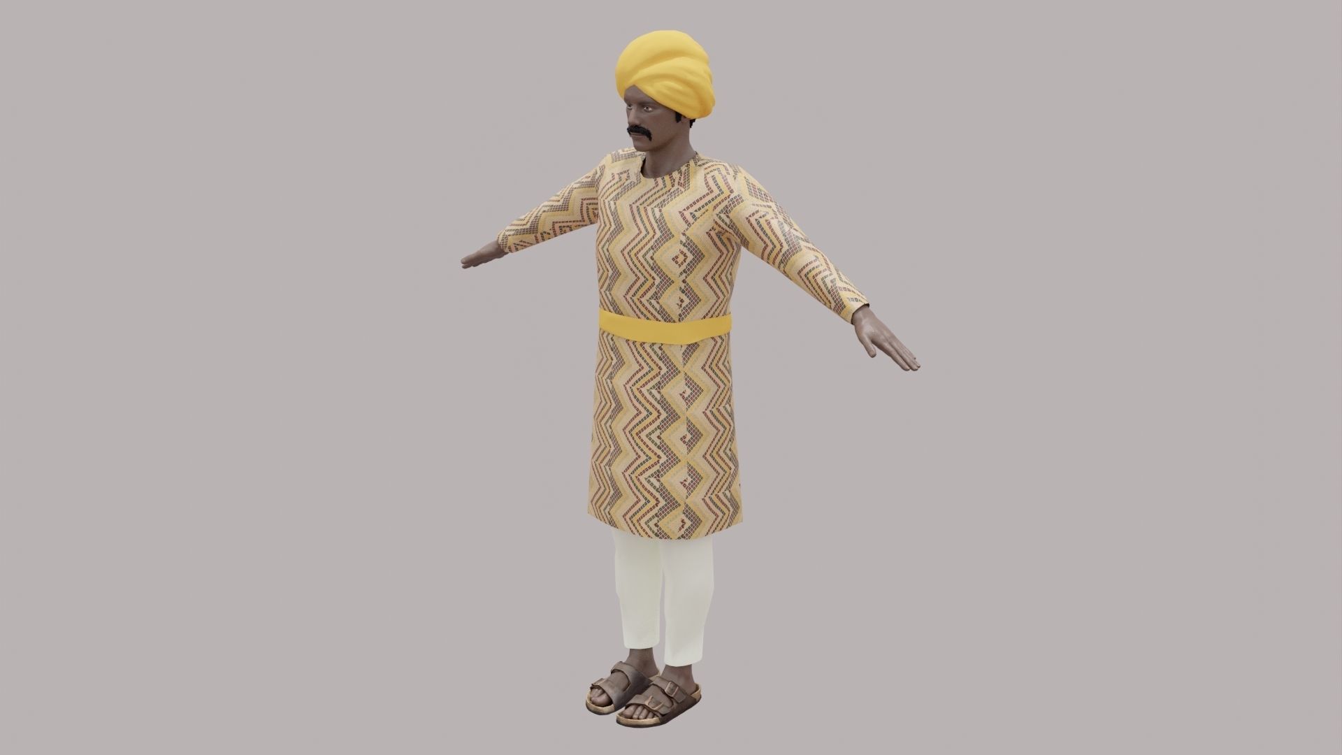 Rajasthani Male Character 4 Low-poly 3D model_4