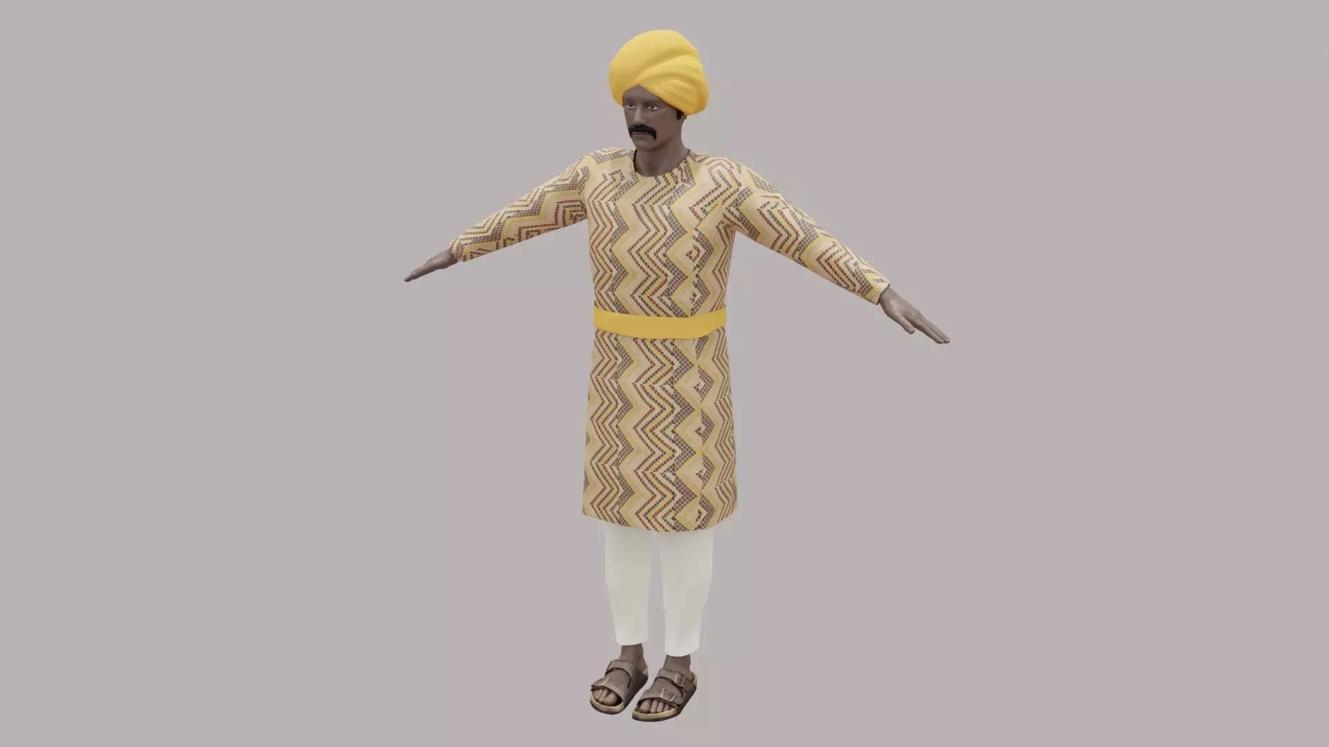 Rajasthani Male Character 4 Low-poly 3D model_0