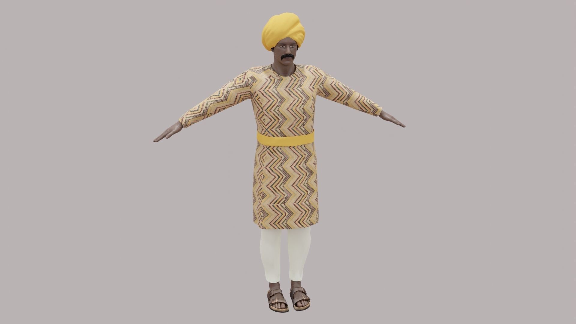 Rajasthani Male Character 4 Low-poly 3D model_19