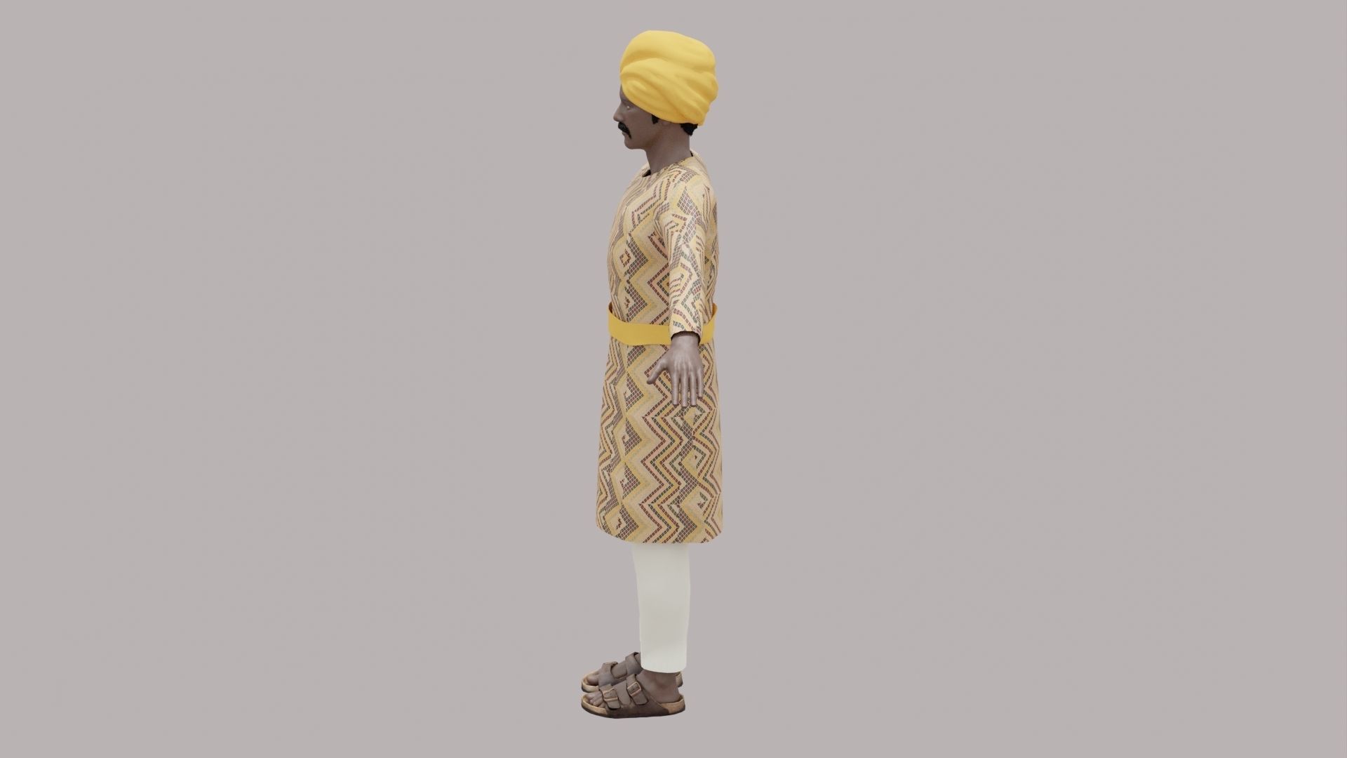 Rajasthani Male Character 4 Low-poly 3D model_7