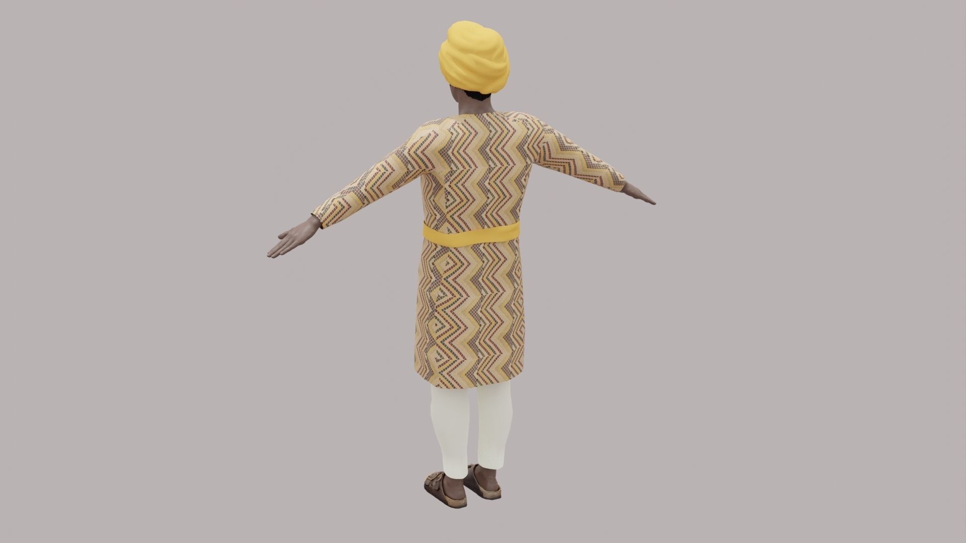 Rajasthani Male Character 4 Low-poly 3D model_10