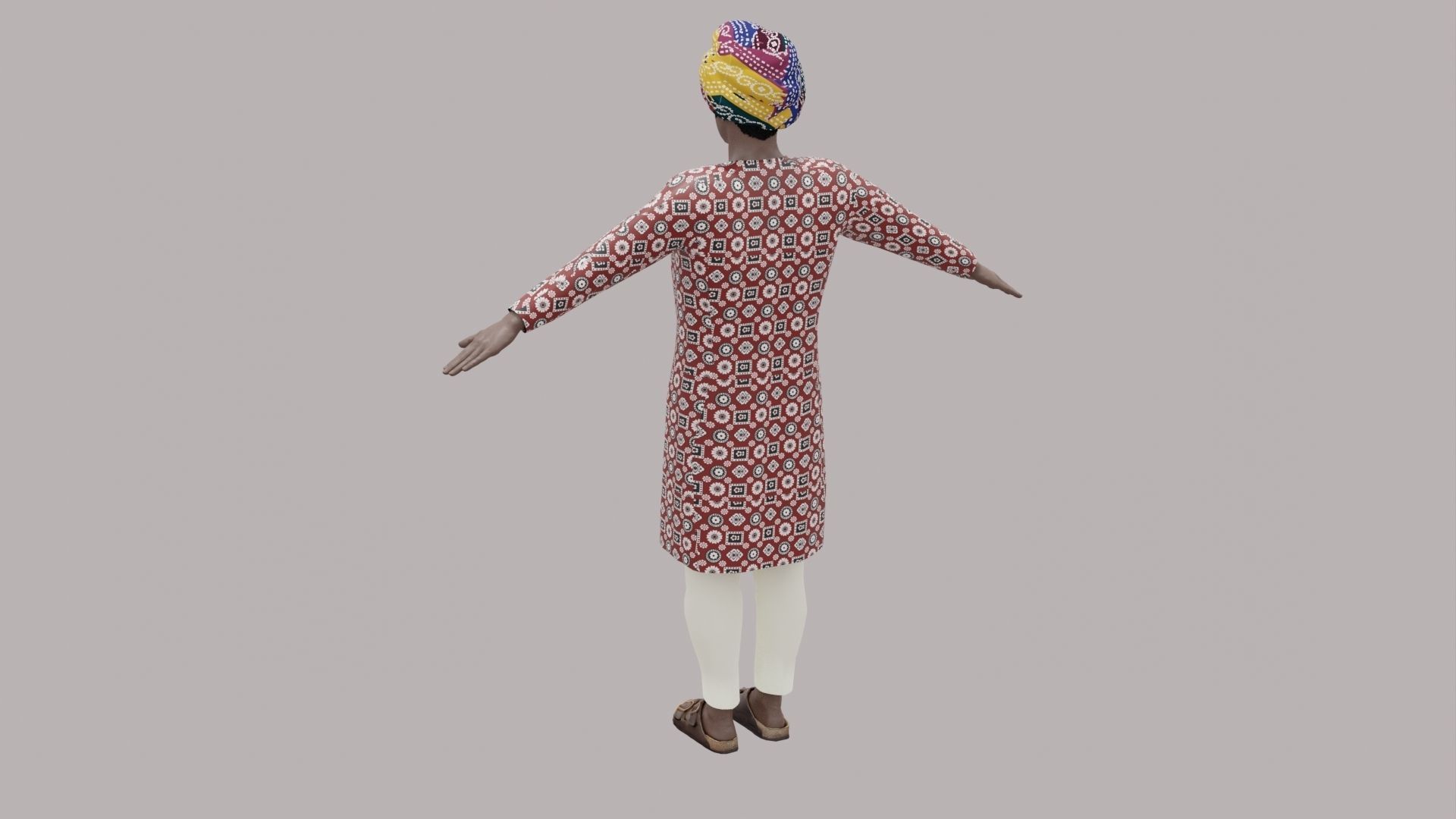 Rajasthani Male Character 3 Low-poly 3D model_10