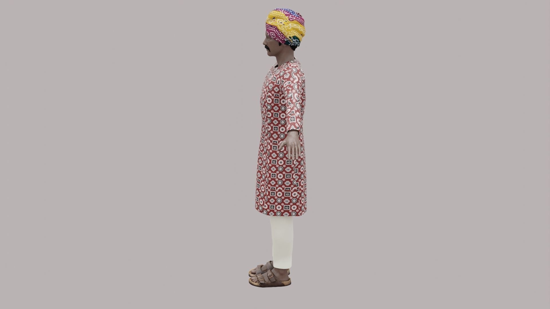 Rajasthani Male Character 3 Low-poly 3D model_7
