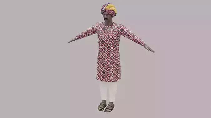 Rajasthani Male Character 3 Low-poly 3D model Rajasthani Male Character 3 Low-poly 3D model
