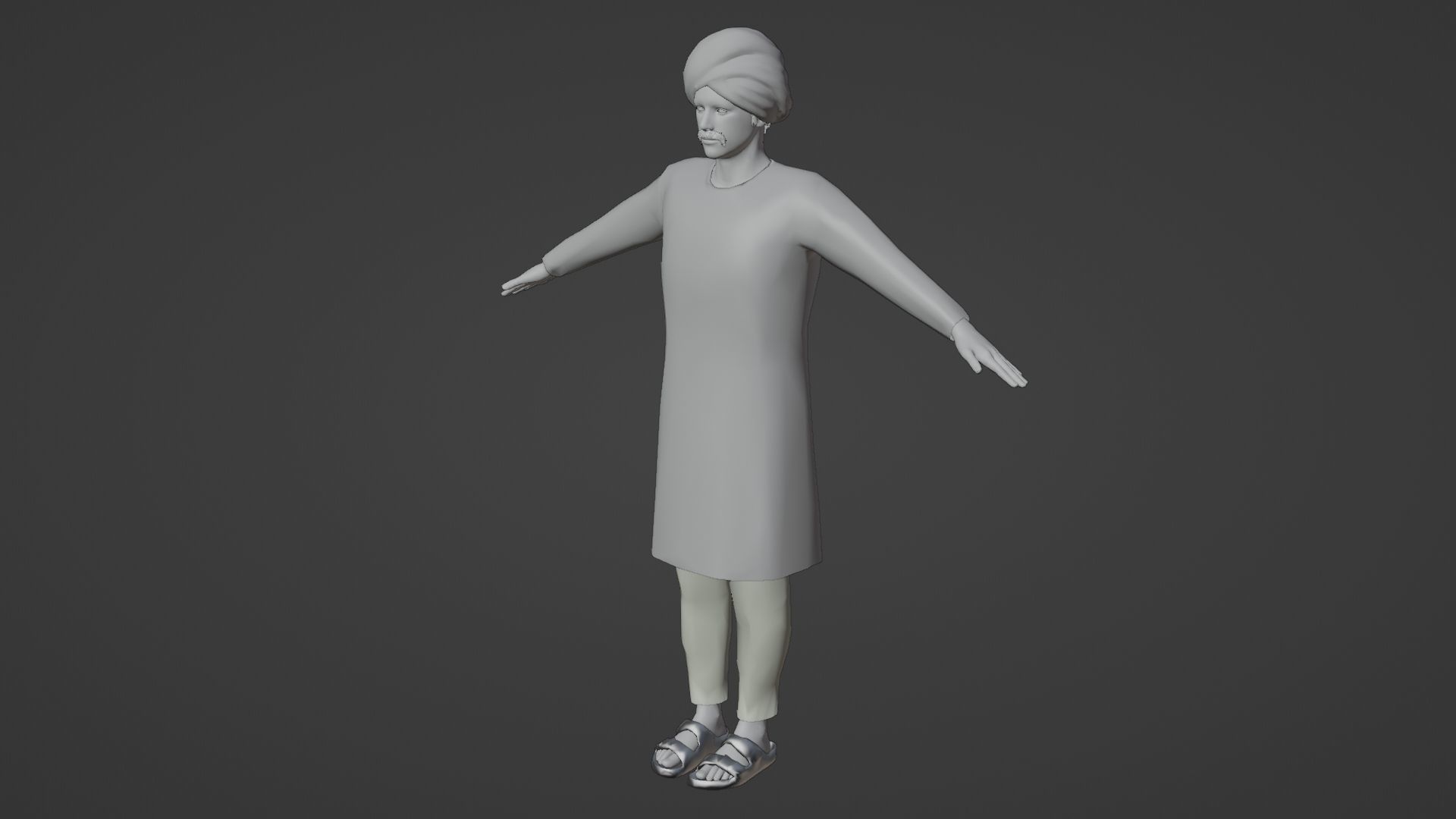 Rajasthani Male Character 3 Low-poly 3D model_5