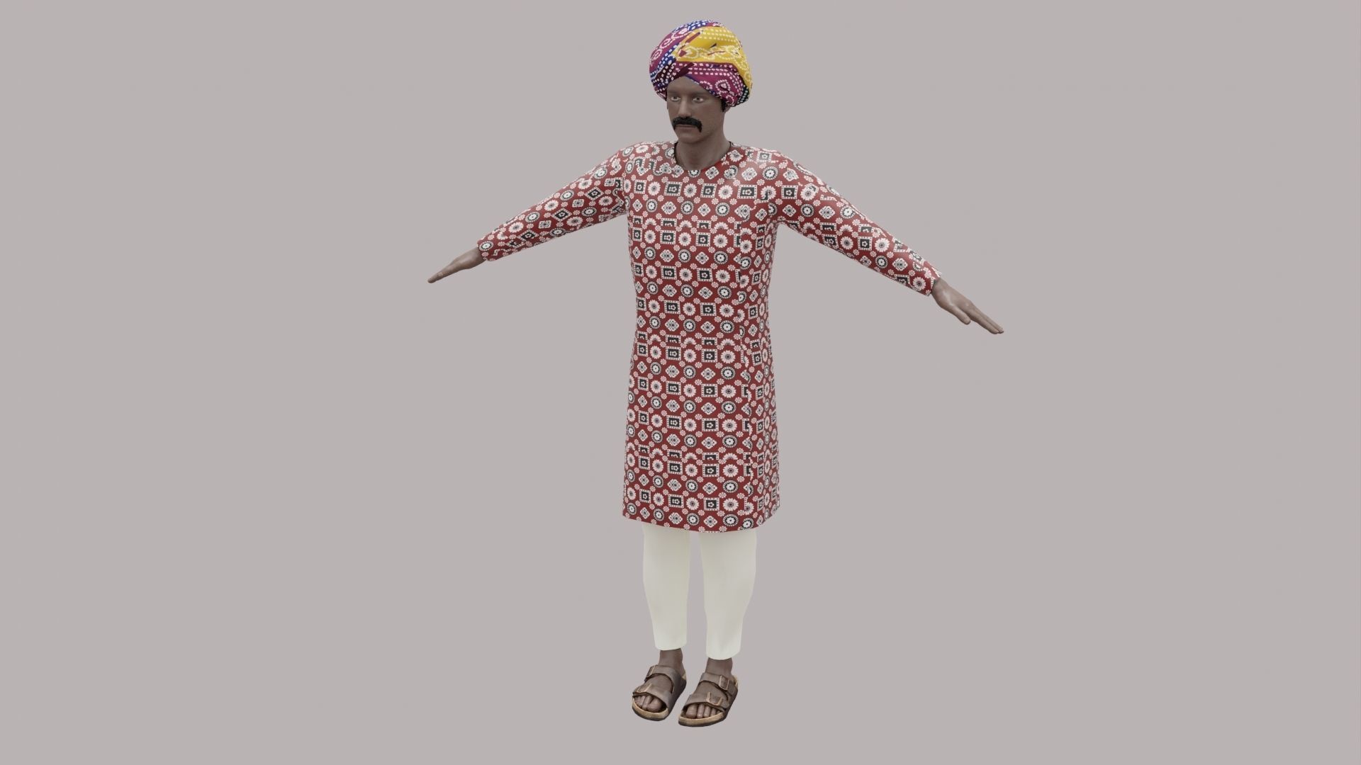 Rajasthani Male Character 3 Low-poly 3D model_22