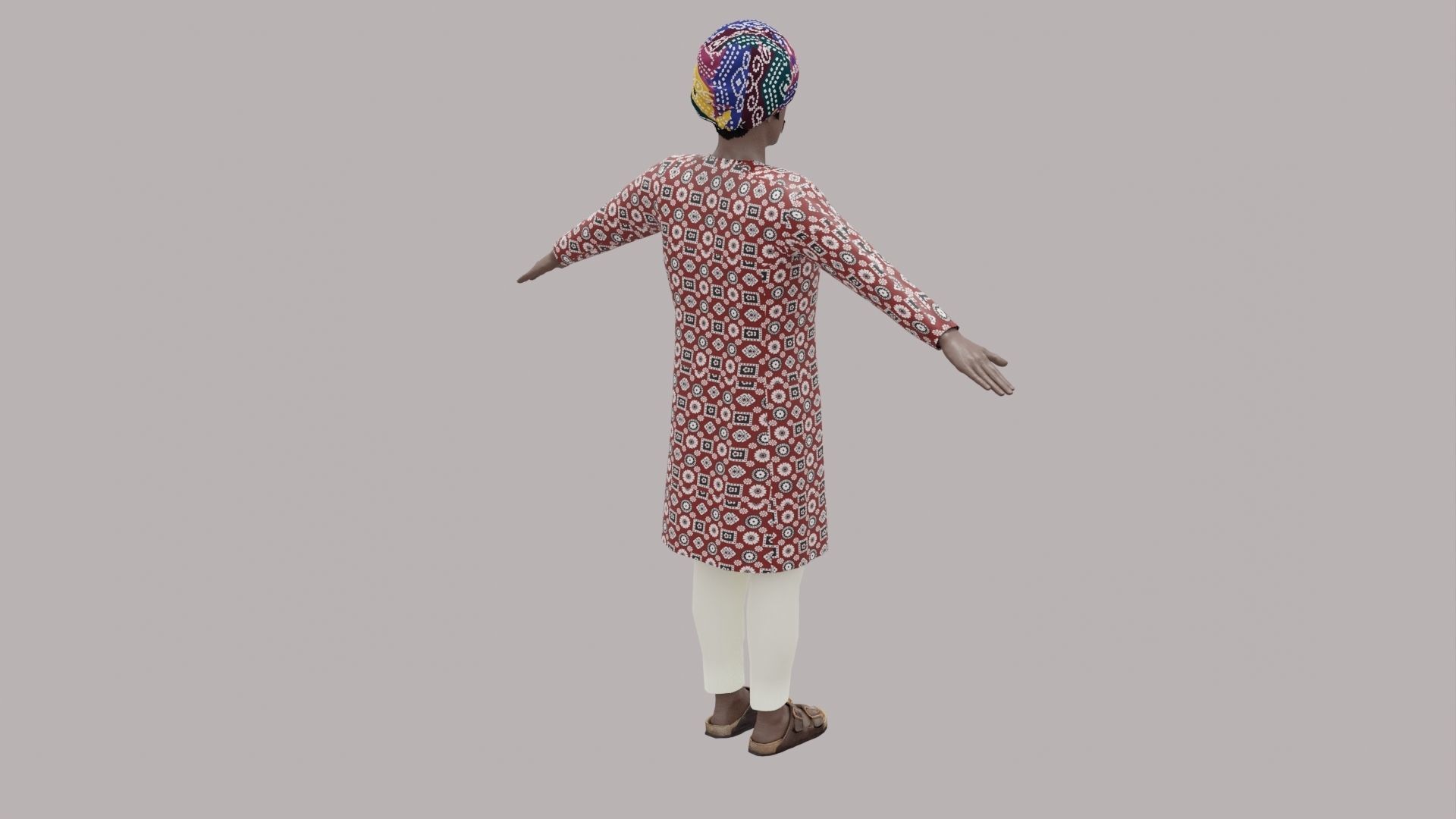 Rajasthani Male Character 3 Low-poly 3D model_13