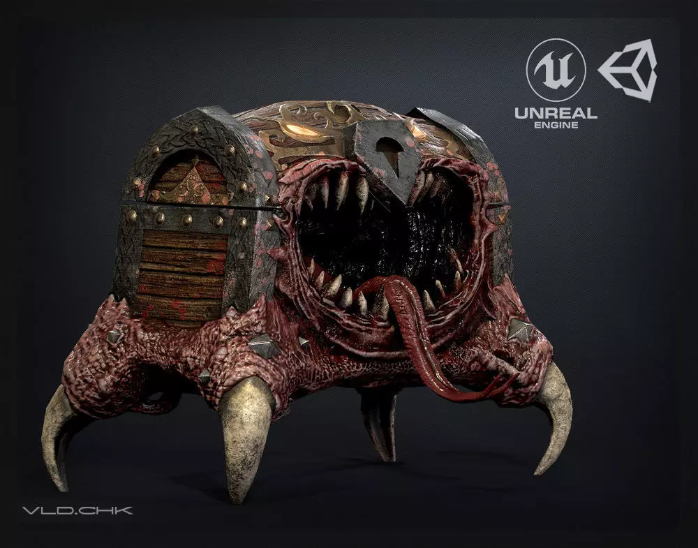 Chest Demon Low-poly 3D model_0