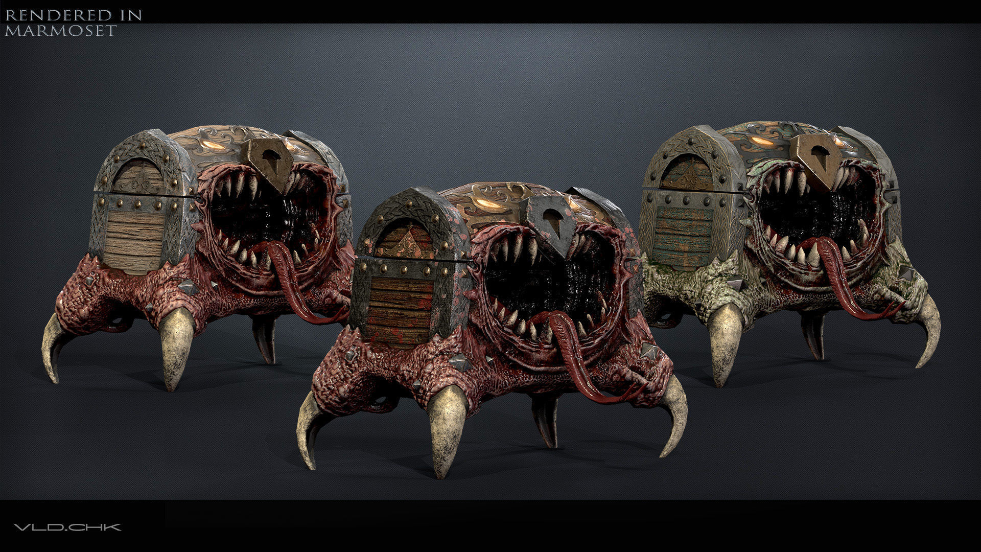 Chest Demon Low-poly 3D model_7