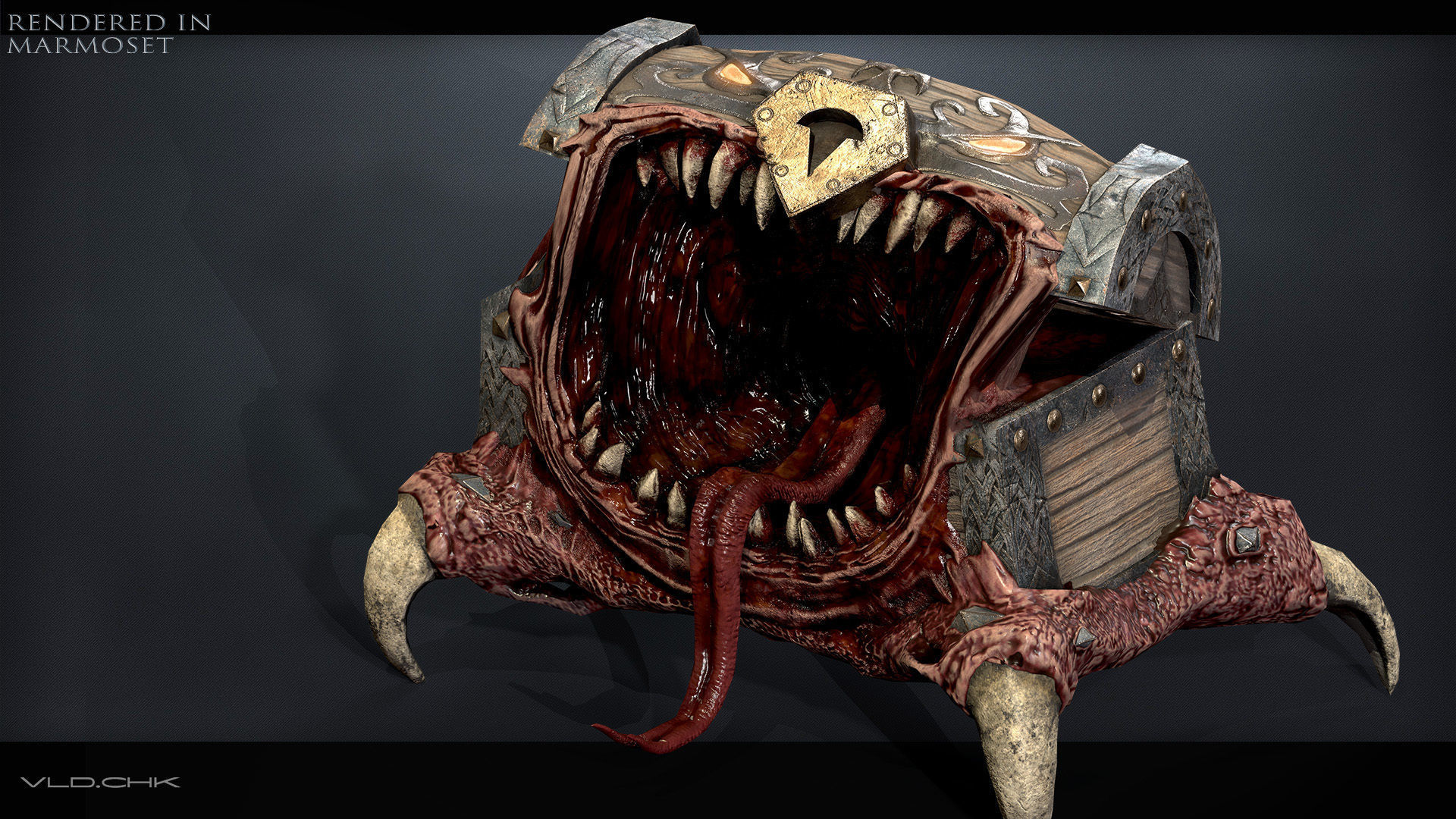 Chest Demon Low-poly 3D model_2
