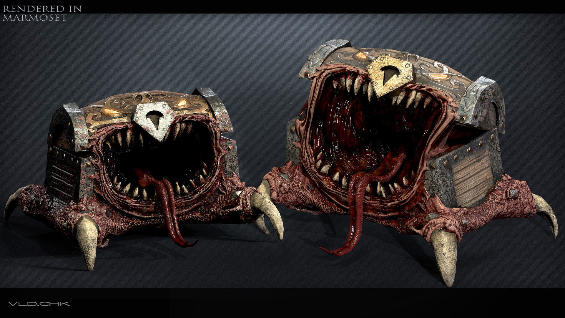 Chest Demon Low-poly 3D model_3