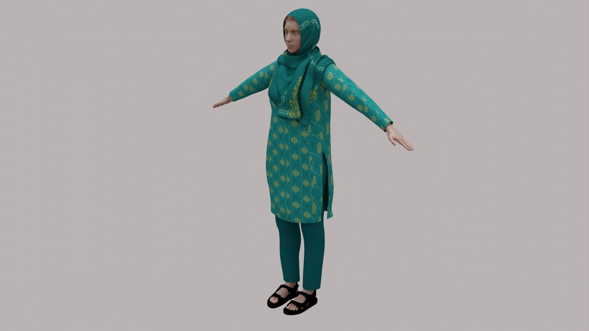 Rajasthani Female Character 4 Low-poly 3D model_4