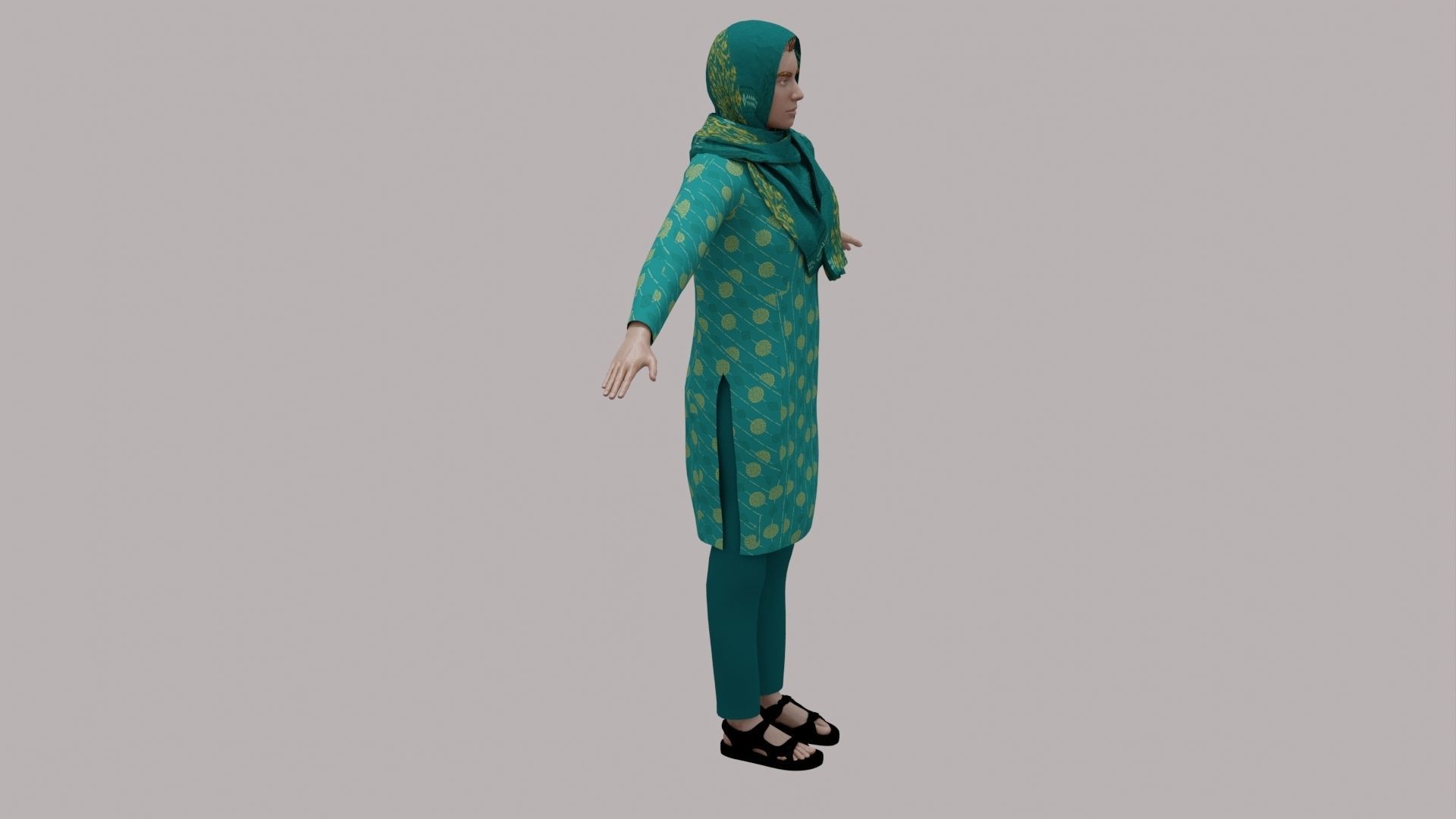 Rajasthani Female Character 4 Low-poly 3D model_16