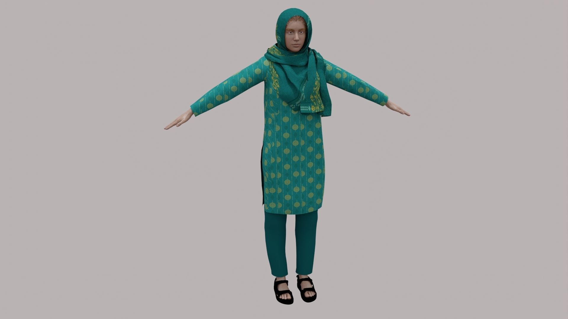Rajasthani Female Character 4 Low-poly 3D model_19