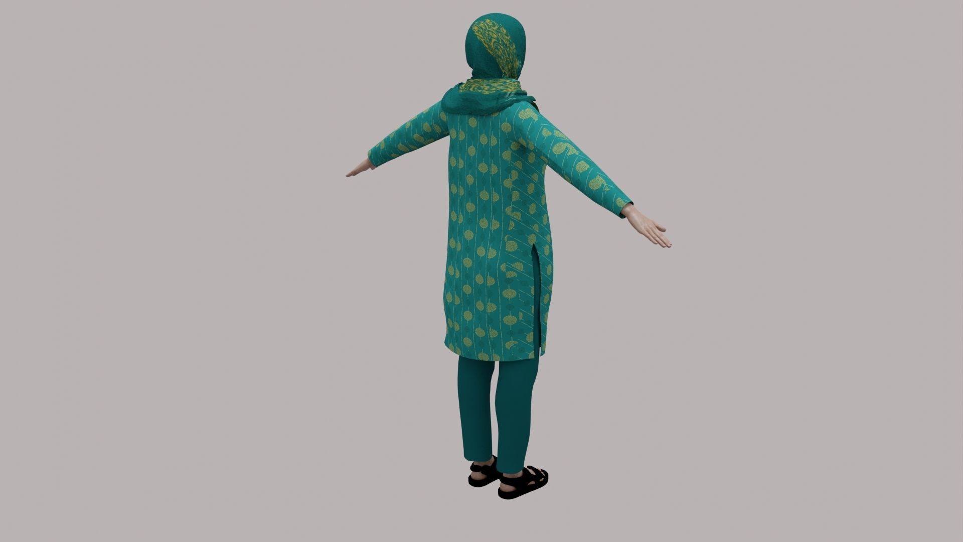 Rajasthani Female Character 4 Low-poly 3D model_13