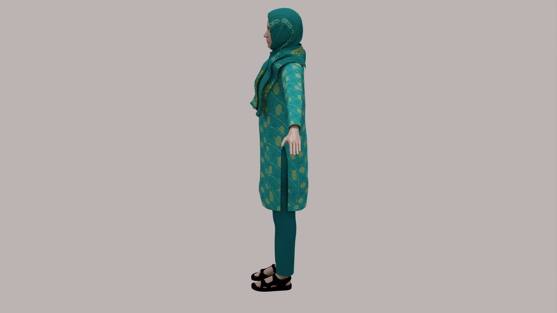 Rajasthani Female Character 4 Low-poly 3D model_7