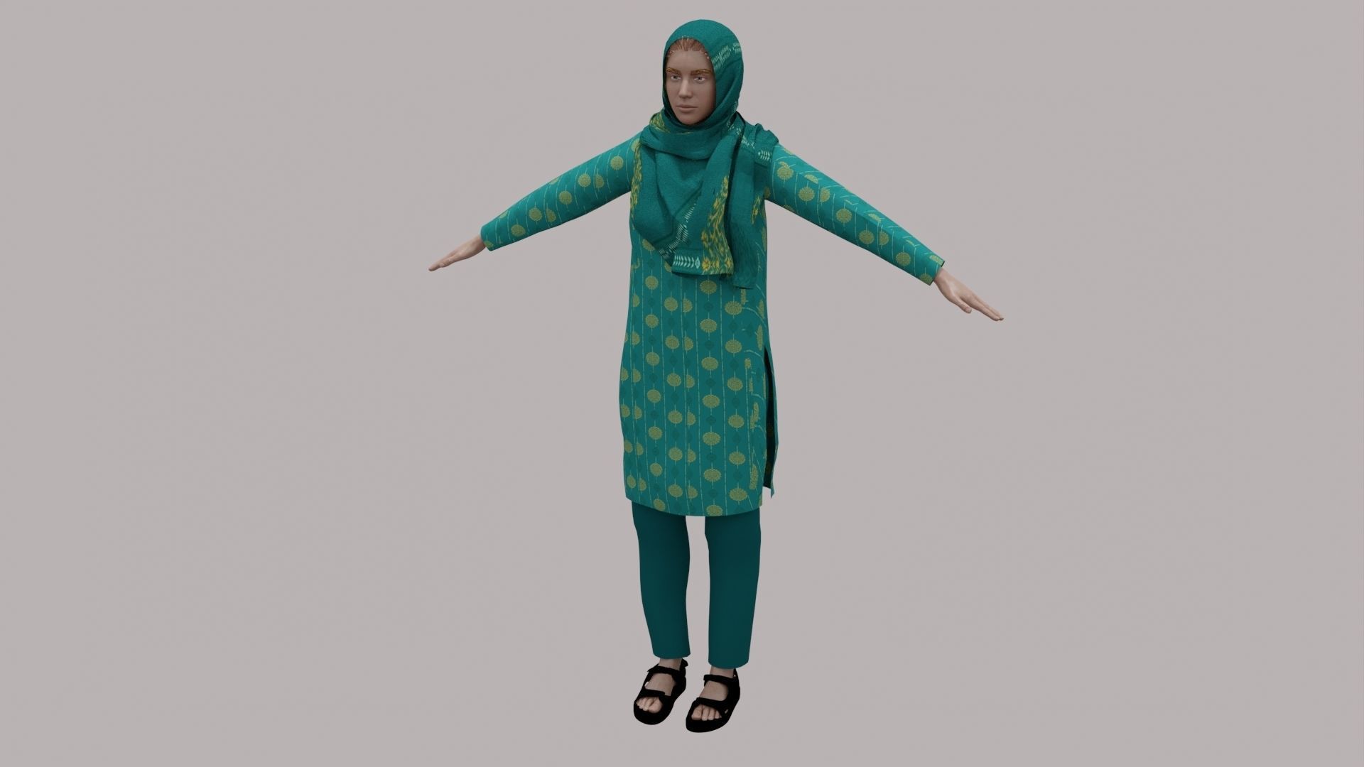 Rajasthani Female Character 4 Low-poly 3D model_22