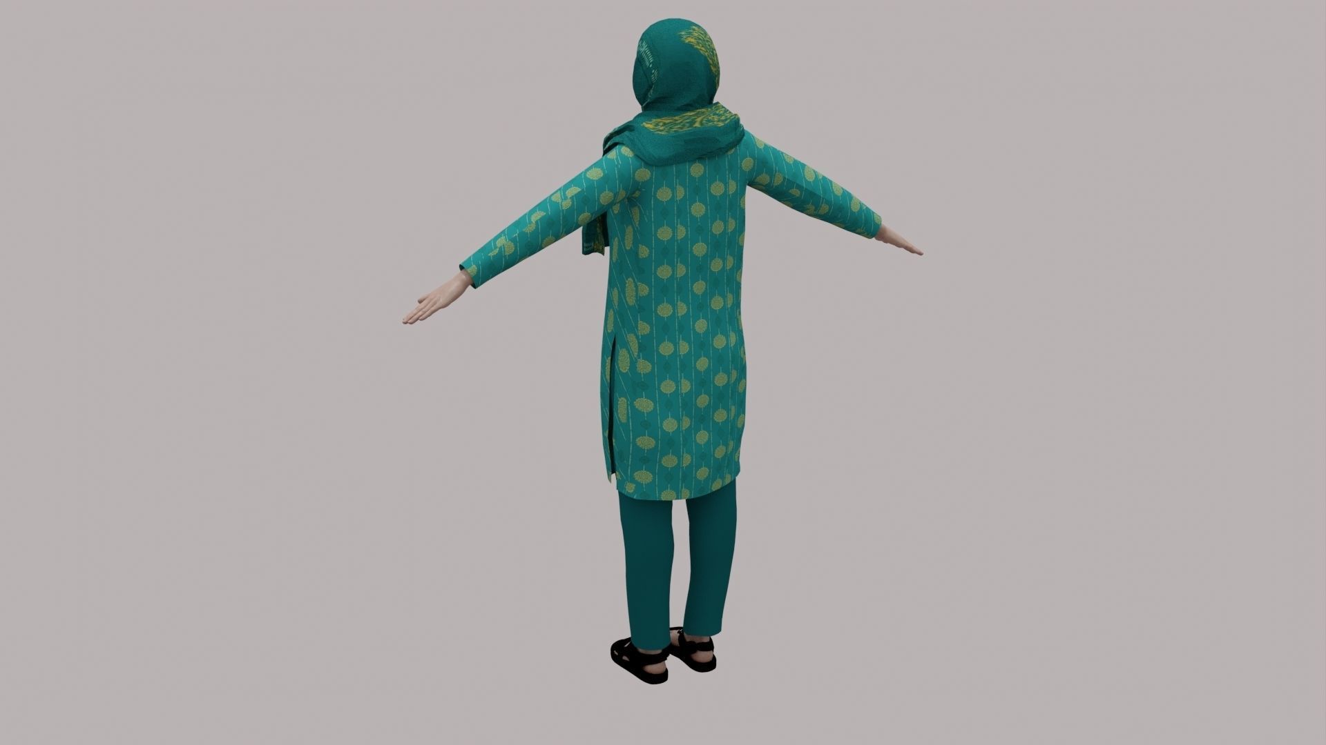 Rajasthani Female Character 4 Low-poly 3D model_10