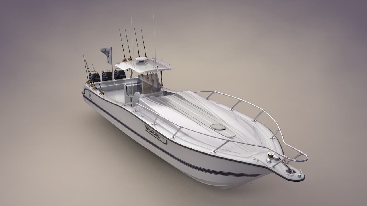 Boston Whaler Center Console Sport Fishing Boat Low-poly 3D model_3