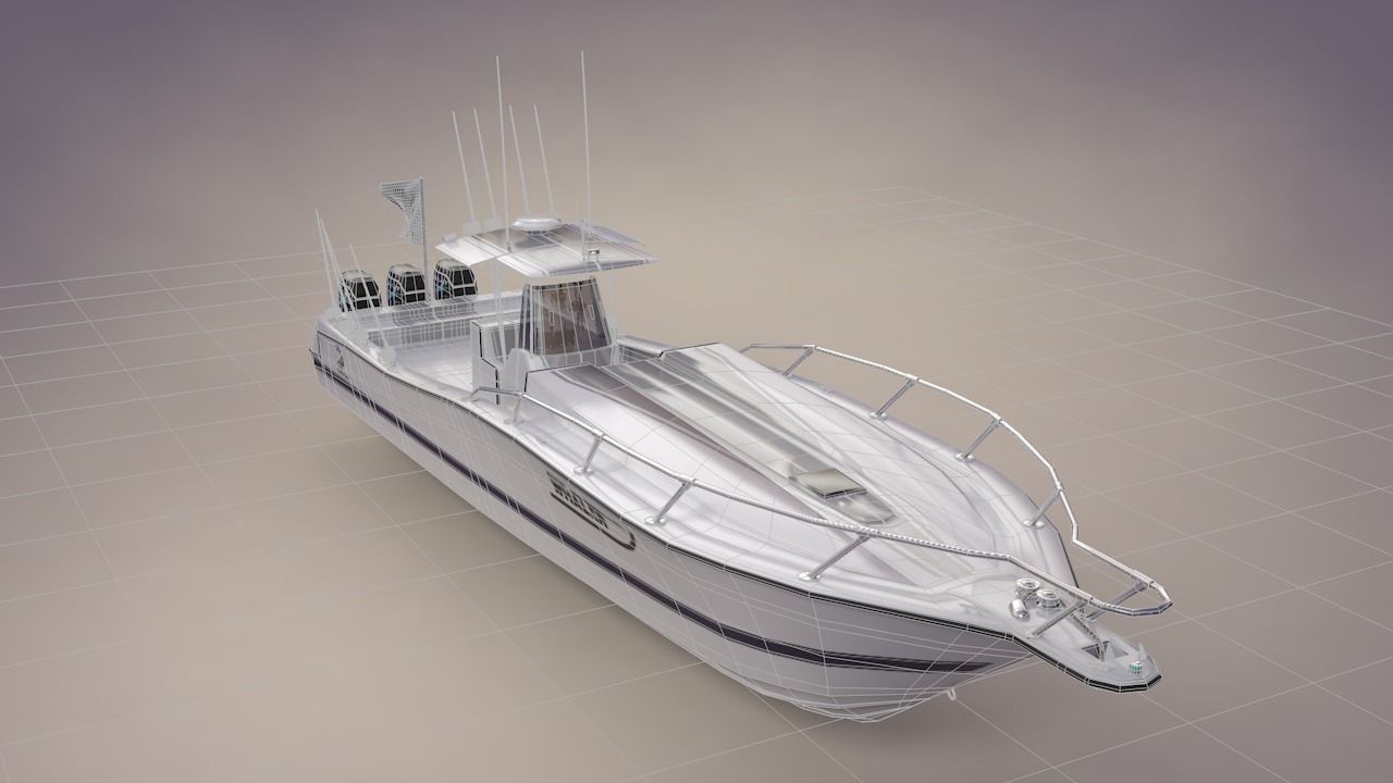 Boston Whaler Center Console Sport Fishing Boat Low-poly 3D model_6