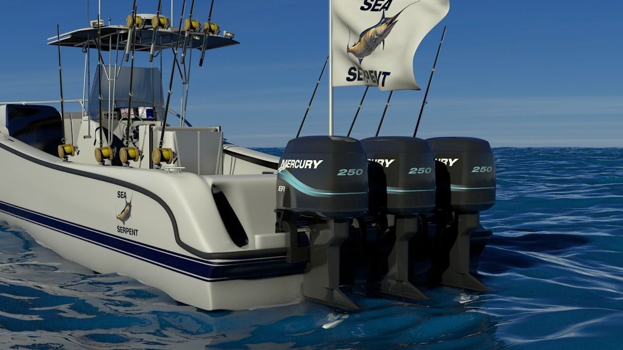 Boston Whaler Center Console Sport Fishing Boat Low-poly 3D model_27