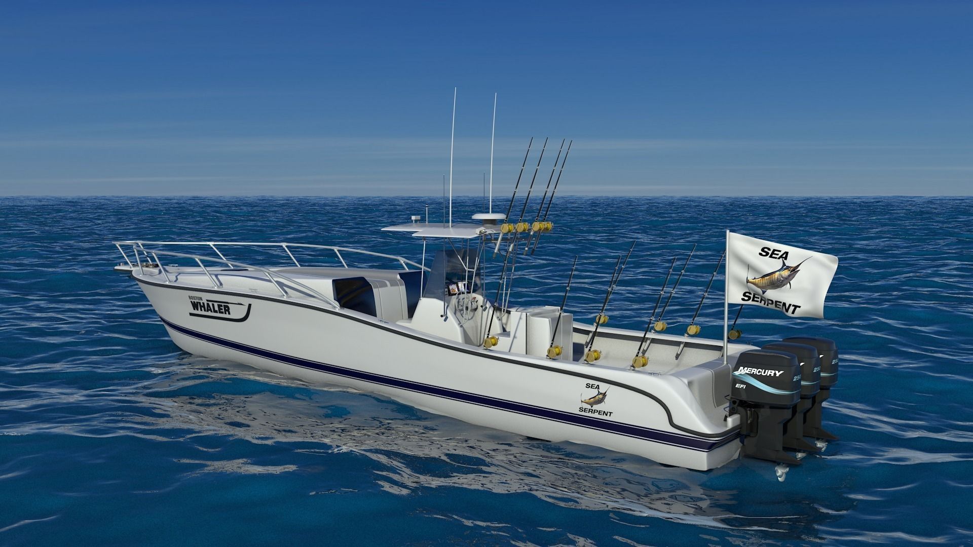 Boston Whaler Center Console Sport Fishing Boat Low-poly 3D model_1