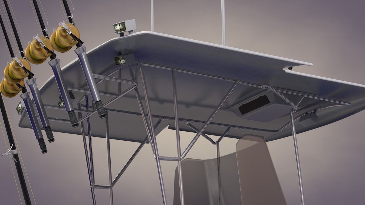 Boston Whaler Center Console Sport Fishing Boat Low-poly 3D model_11