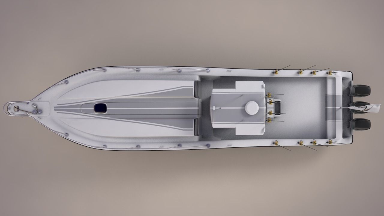 Boston Whaler Center Console Sport Fishing Boat Low-poly 3D model_13