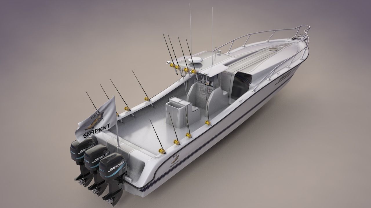 Boston Whaler Center Console Sport Fishing Boat Low-poly 3D model_10